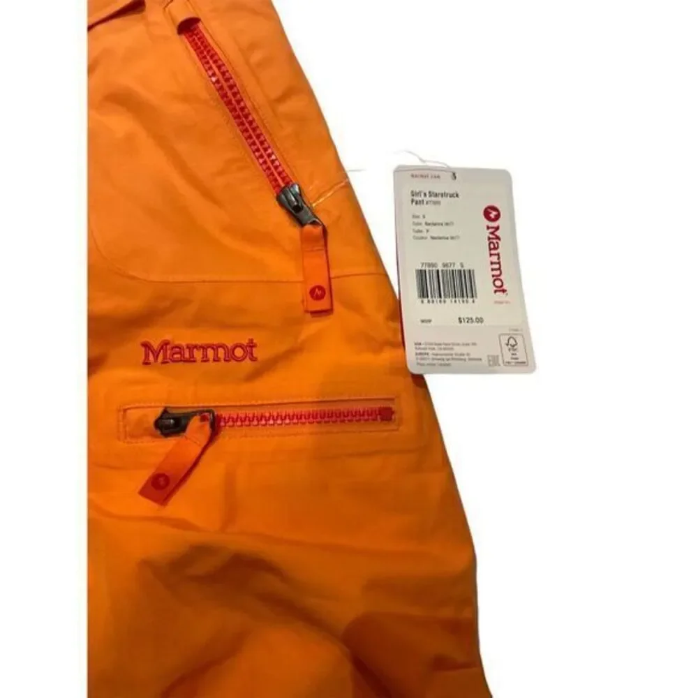Marmot Girls' Starstruck Orange Snow Pants with‎ Suspenders Size S
